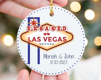 Engaged Ornament, Engaged Las Vegas Ornament, Engagement Ornament, Personalized Ornament, Engaged, Engaged Christmas Ornaments, Couples Gift