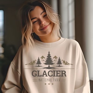 Glacier National Park Sweatshirt, Vintage Glacier Sweatshirt, Glacier Crewneck Sweatshirt, Glacier Sweatshirt for women Mountain Sweatshirt