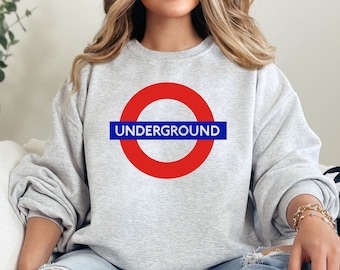 London Sweatshirt, Underground London Sweatshirt, London Crewneck, London Christmas Gift, UK Sweatshirt, Womens Sweatshirt, Travel to London