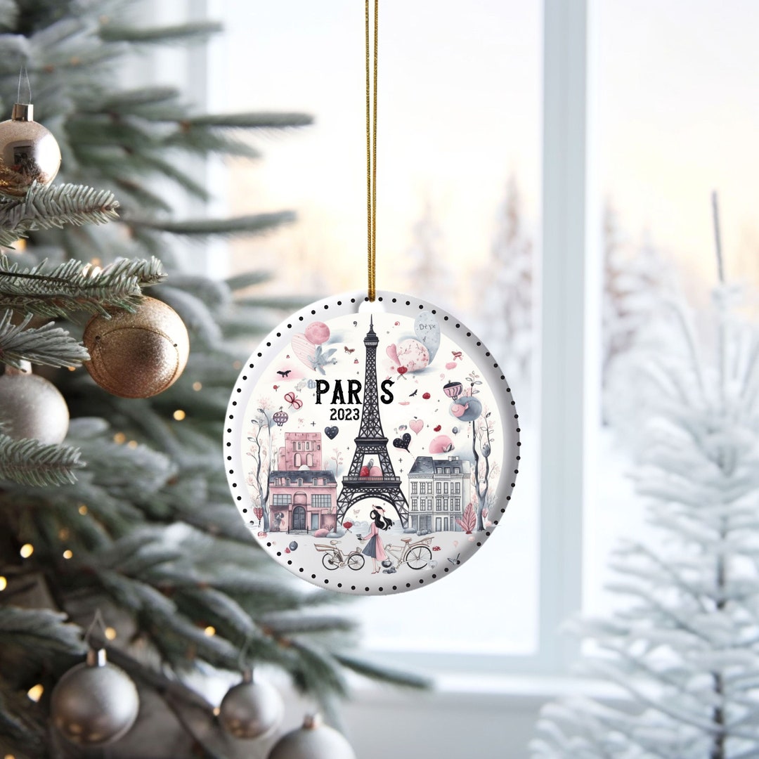 Paris Ornament, Custom Paris Christmas Ornament, Vintage Ornament