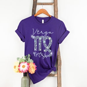 Virgo T-Shirt, Virgo Born to Shine, Birthday Gift for Virgo, Zodiac Gift, Astrology Virgo Gift, Funny Gift, Virgo Birthday Gift, Virgo Glam