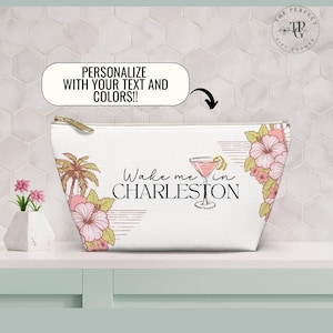 Custom Bachelorette Bag for Charleston Bachelorette Party Favor Charleston Bach Party Charleston Makeup Bag Charleston Wedding Favors Girls