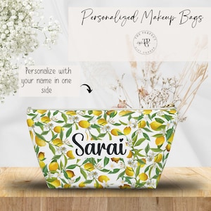 Lemon Zipper Bag Personalized Makeup Bag Lemon Gift Lemon Cosmetic Bag Italy Honeymoon Gift Italy Wedding Favors Italy Welcome Bag Italy