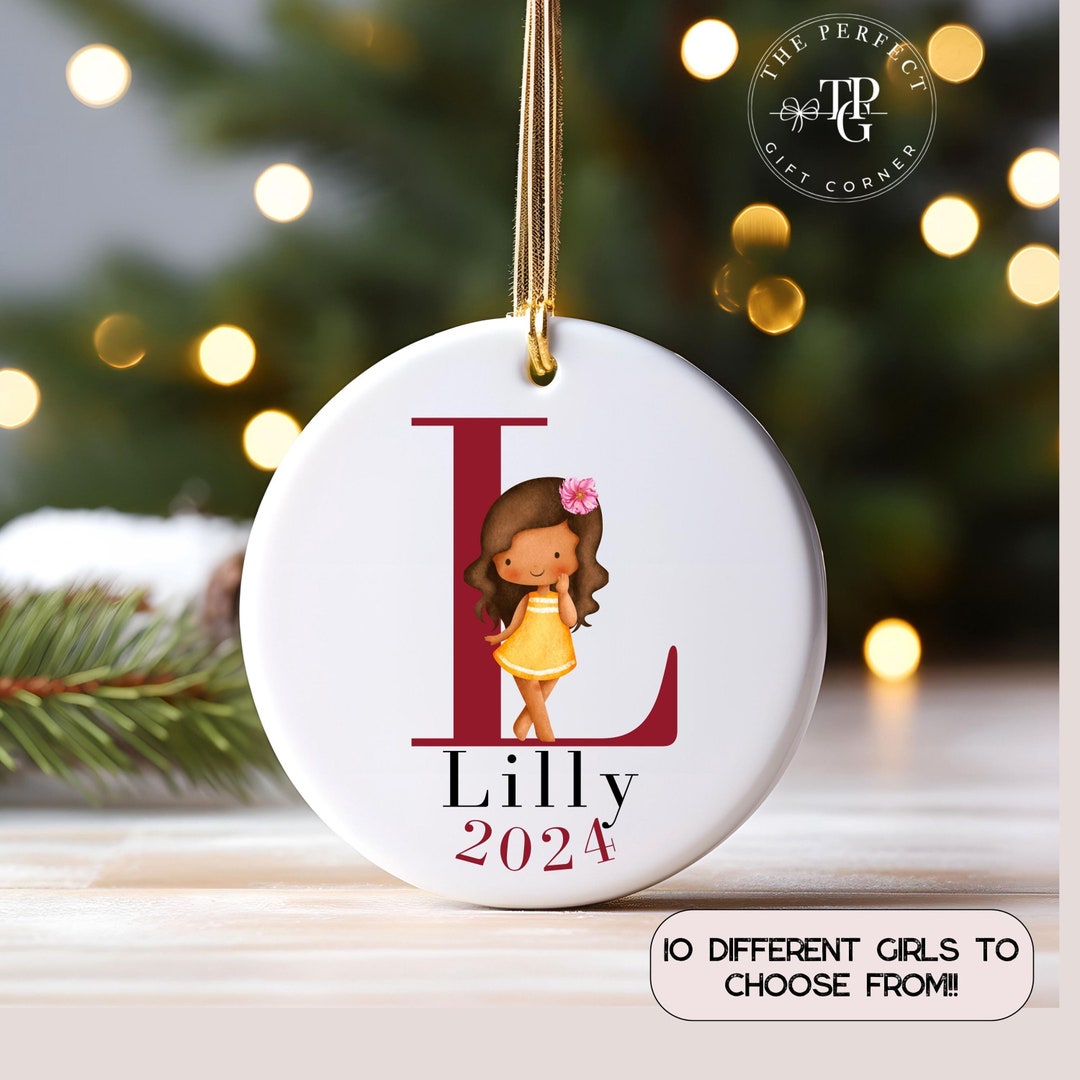 Girl Christmas Ornament With Name Little Girl Gift Custom Kids