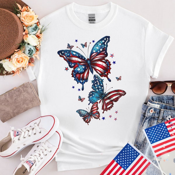 American Flag Butterfly Shirt, 4th July Butterflies Shirt,Independence Day Butterfly shirt,USA Butterfly tee,American Flag Shirt,Freedom tee