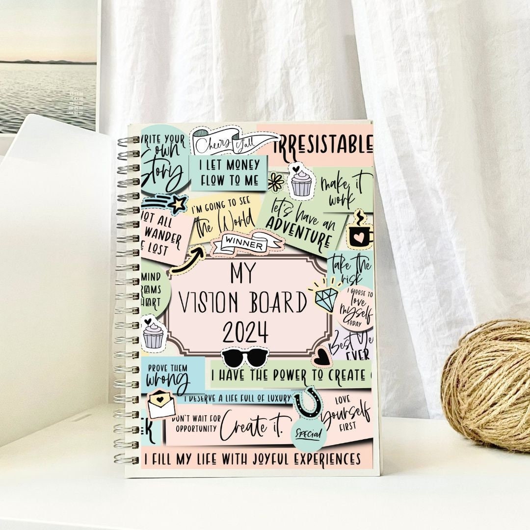 Vision Board Journal, My Vision Board 2024, Vision Board Words, 365  Journal, Empowering Gift, Daily Reminders Gift, Positive Affirmations 