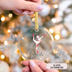 Glass Gymnastics Ornament for Girl Personalized Gymnastic Girl Christmas Ornament Gymnast Team Gift Gymnastics Girl Gymnast Gift for Gymnast