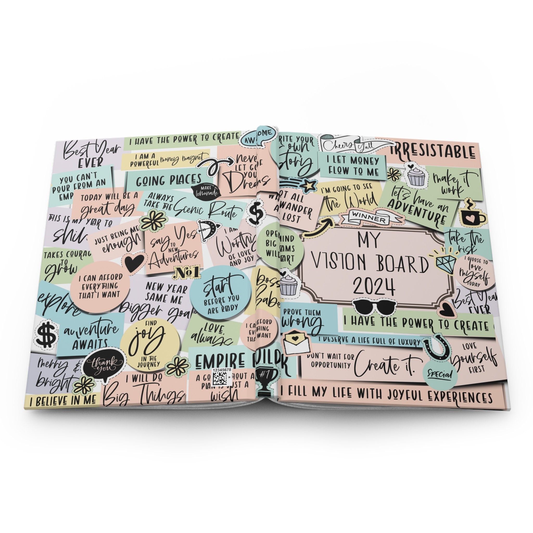 Vision Board Journal, My Vision Board 2024, Vision Board Words, 365  Journal, Empowering Gift, Daily Reminders Gift, Positive Affirmations 