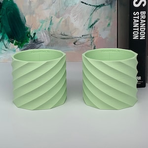 Mint Green | Twin DecaSwirls | Opposing Swirls | Biodegradable Plant Pots | 3D Printed Plant Pots | Twin Plant Pots