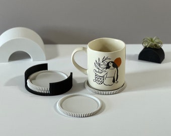 Minimalist 3D Printed Coaster Set with Caddy: Eco-Friendly Bioplastic