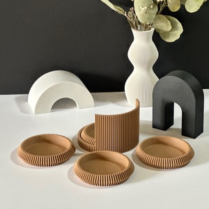 RIDGE Coaster Set Eco-Friendly Gift Luxury Coaster Set Minimalist 3D Printed Gift Luxury Coaster House Warming Gift Carry Caddy Included