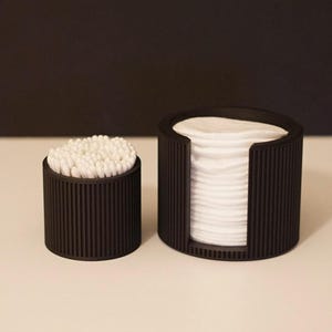3D Printed Q-Tip and Elliptical Cotton Pad Holder Set Modern Elegant Bathroom Storage Minimalist Organizer Duo