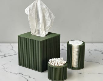 3D Printed Bathroom Trio Set | Modern Matte Vanity Decor, PLA Construction