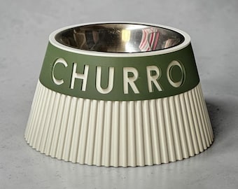 Personalized Name Band 3D Printed Pet Bowl Set | Modern Minimalist Dog Cat Feeder