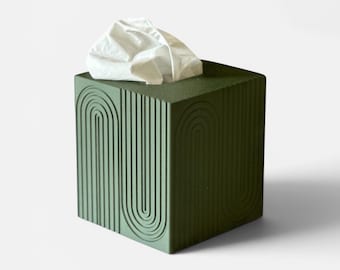Modern Arches Square Tissue Box Cover | Minimalist Japandi Bathroom Decor, Matte Finish