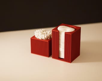 3D Printed Q-Tip and Cotton Round Holder Set: Modern Bathroom Organizer Duo