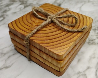 Solid Wooden Drink Coasters | Gift for Family, Friends, or Events | Weddings, Parties, Cookout Coasters | Set of 4