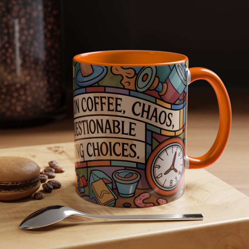 Personalized Funny Mom Mug, Stained Glass Coffee Cup, I Run On Coffee Chaos And Questionable Parenting Choices, Mom Humor Gift afbeelding 7