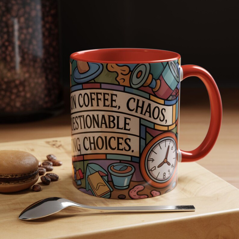 Personalized Funny Mom Mug, Stained Glass Coffee Cup, I Run On Coffee Chaos And Questionable Parenting Choices, Mom Humor Gift afbeelding 5