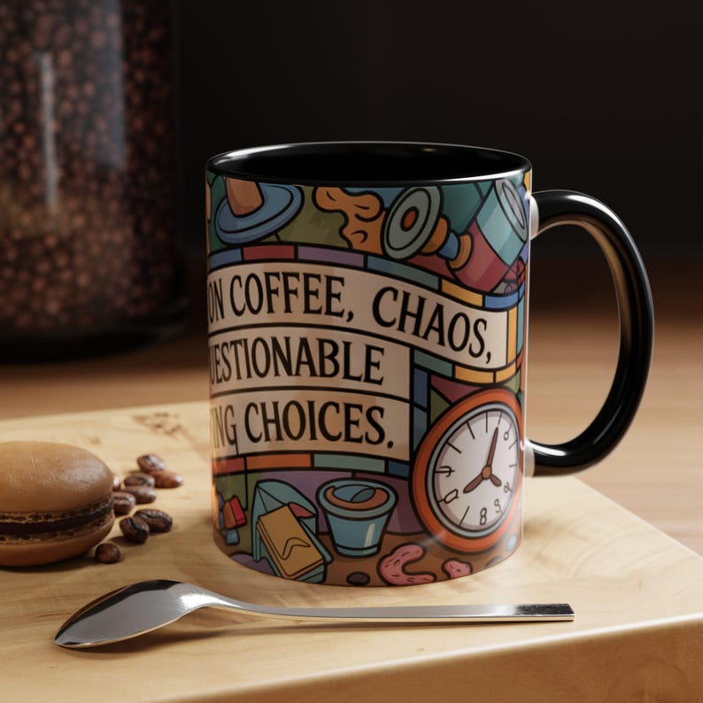 Personalized Funny Mom Mug, Stained Glass Coffee Cup, I Run On Coffee Chaos And Questionable Parenting Choices, Mom Humor Gift afbeelding 8