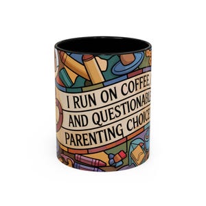 Personalized Funny Mom Mug, Stained Glass Coffee Cup, I Run On Coffee Chaos And Questionable Parenting Choices, Mom Humor Gift afbeelding 12