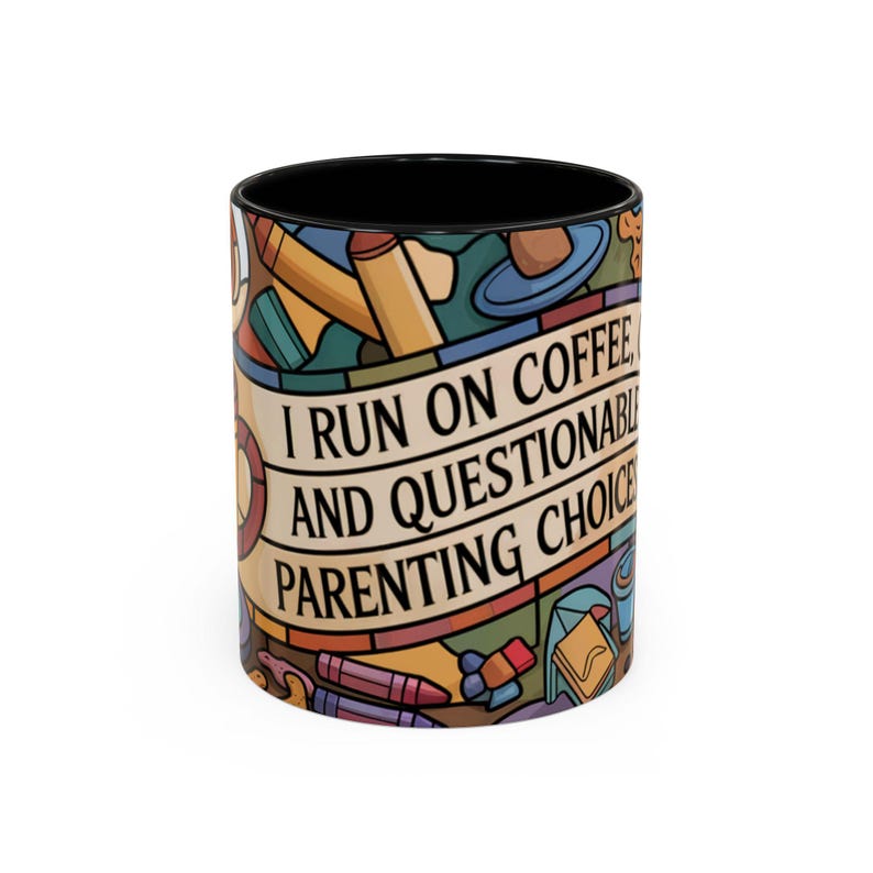 Personalized Funny Mom Mug, Stained Glass Coffee Cup, I Run On Coffee Chaos And Questionable Parenting Choices, Mom Humor Gift afbeelding 12
