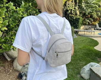 Small Gray Backpack, Grey Backpack, Mini Backpack Purse, Little