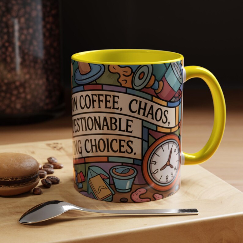 Personalized Funny Mom Mug, Stained Glass Coffee Cup, I Run On Coffee Chaos And Questionable Parenting Choices, Mom Humor Gift afbeelding 10