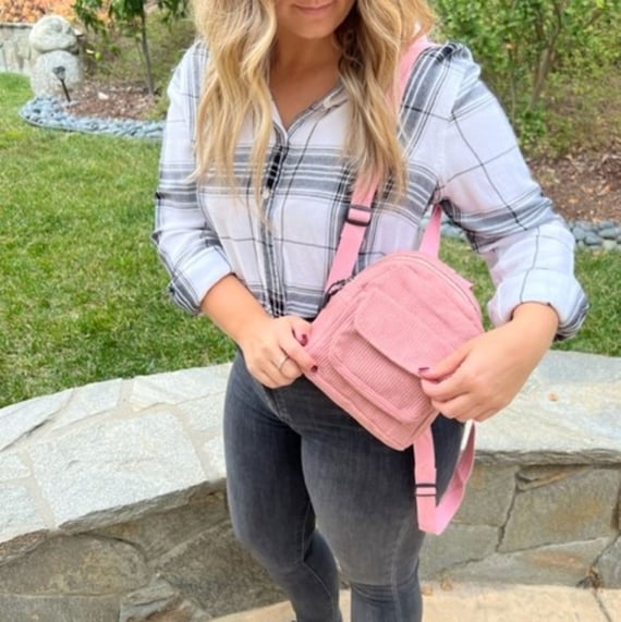 Small pink backpack purse deals