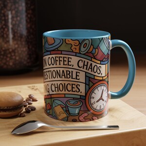 Personalized Funny Mom Mug, Stained Glass Coffee Cup, I Run On Coffee Chaos And Questionable Parenting Choices, Mom Humor Gift afbeelding 6