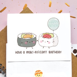 Jolie carte de joyeux anniversaire | Magnifique anniversaire maki | Carte pour gourmets | Jeu de mots | Cartes de voeux | Drôle | Sushis | Rouleau