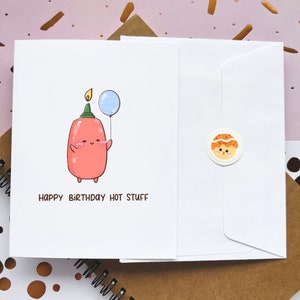 Jolie carte d'anniversaire | Joyeux anniversaire, trucs chauds | Carte pour gourmets | Jeu de mots | Cartes de voeux | Drôle | Sauce piquante
