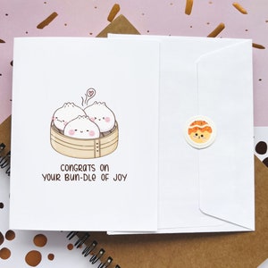 Congrats on your Bundle of Joy | Baby Shower Card | Food Pun Card | Cute Card | Greeting Card | Funny | Dim Sum Card | Asian Food