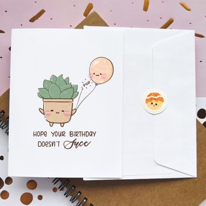 Jolie carte de joyeux anniversaire | J'espère que votre anniversaire ne sera pas une réussite | Cartes de plantes | Jeu de mots | Cartes de voeux | Plantes succulentes amusantes