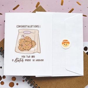 Carte de mariage mignonne de biscuits | Lot fabriqué au paradis | Carte pour gourmets | Jeu de mots | Cartes de voeux | Drôle | M. Mme | Félicitations | Jeunes mariés