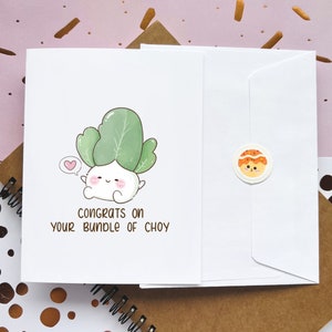 Félicitations pour votre nouveau-né Bundle of Joy | Baby Shower | jeu de mots sur la nourriture | Carte mignonne | Cartes de voeux
