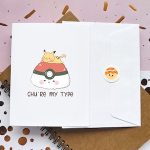 Chu, c'est mon type | Carte d'amour drôle | Joyeuse Saint-Valentin | Cartes de voeux mignonnes pour gourmets | Anniversaire de mariage | Animés | Couples | Célébration