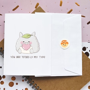 Vous êtes totalement (Totoro-ly) mon type | Mariage | Joyeuse Saint-Valentin | Jeu de mots | Carte de voeux mignonne | Gâteau | Drôle