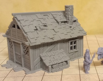 Modell einer "Holzfäller Hütte" im 28mm Maßstab (Fantasy, Zubehör, Rollenspiel, Tabletop)