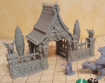 Modell "Friedhofsportal mit Gargoyles" mit abnehmbarem Dach im 28mm Maßstab (Fantasy, Rollenspiel, Tabletop, Typ:MTS09)