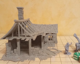 Modell "Ruine eines mittelalterlichen Hauses" mit abnehmbarem Dach im 28mm Maßstab (Fantasy, Zubehör, Rollenspiel, Tabletop, Typ:MTS 07)