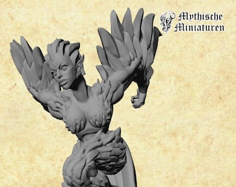 Harpy / Bird Woman (pose 1) (Fantasy Miniature, RPG, Tabletop)