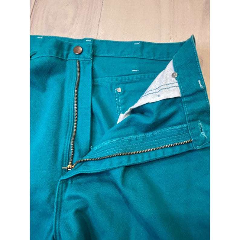 Wrangler 13MWNAM Teal Blue High Rise Straight Leg Jeans USA Women's 16x34 Rodeo image 5
