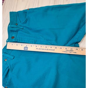 Wrangler 13MWNAM Teal Blue High Rise Straight Leg Jeans USA Women's 16x34 Rodeo image 6