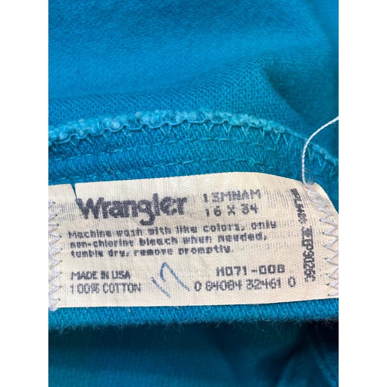 Wrangler 13MWNAM Teal Blue High Rise Straight Leg Jeans USA Women's 16x34 Rodeo image 3