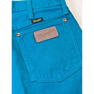 Wrangler 13MWNAM Teal Blue High Rise Straight Leg Jeans USA Women's 16x34 Rodeo image 2