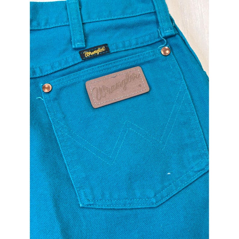 Wrangler 13MWNAM Teal Blue High Rise Straight Leg Jeans USA Women's 16x34 Rodeo image 2