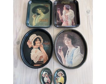 Vintage Coca-Cola Metal Trays Lot of 6 AS-IS