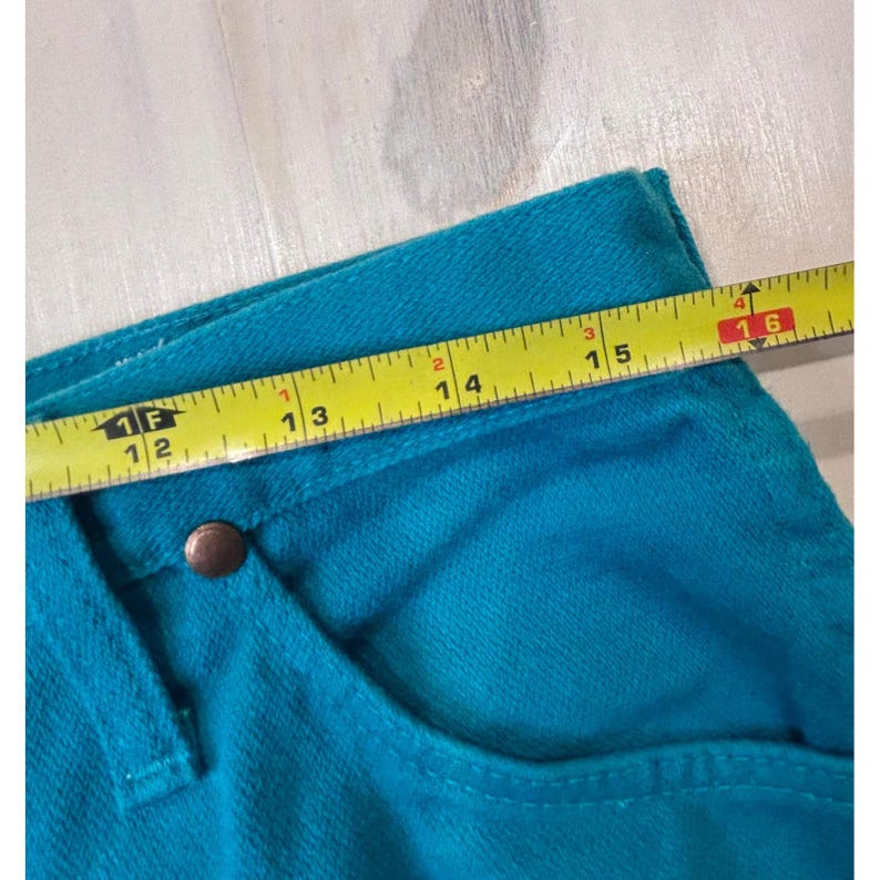 Wrangler 13MWNAM Teal Blue High Rise Straight Leg Jeans USA Women's 16x34 Rodeo image 7