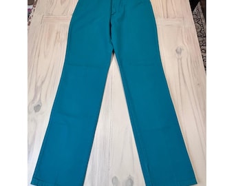 Wrangler 13MWNAM Teal Blue High Rise Straight Leg Jeans USA Women's 16x34 Rodeo